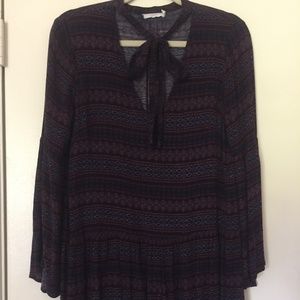 Lush Oversized Mini Dress with Neck Tie